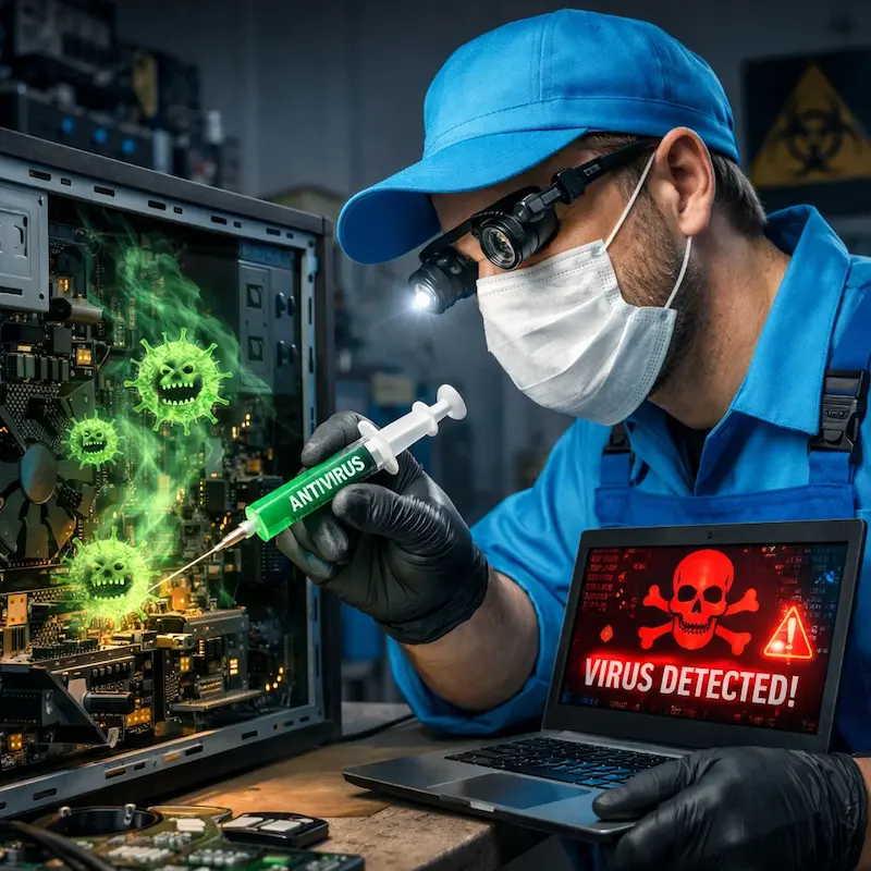 Лечение компьютера от вирусов в Адлере на дому